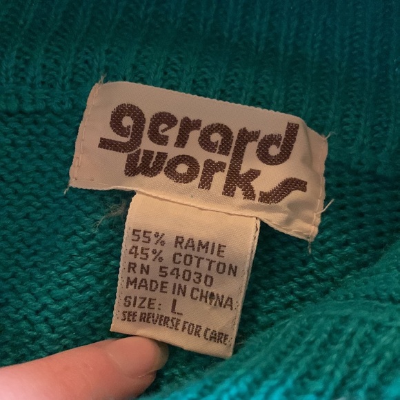 Vintage 90s Solid Print Micro Button Down Long Sleeve Mock Neck Cardigan Sweater - Picture 16 of 16